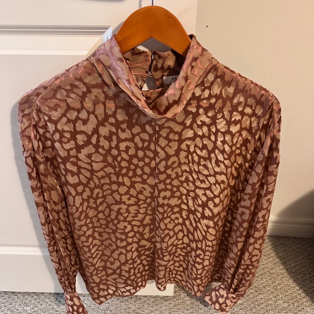 REISS Ella Semi Sheer Burnout Blouse
